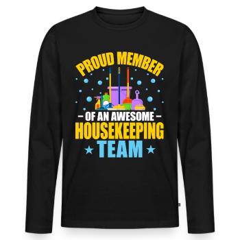 Awesome Housekeeping Team - Men's Premium Organic Long Sleeve Shirt - black - Front - Nico (187cm)