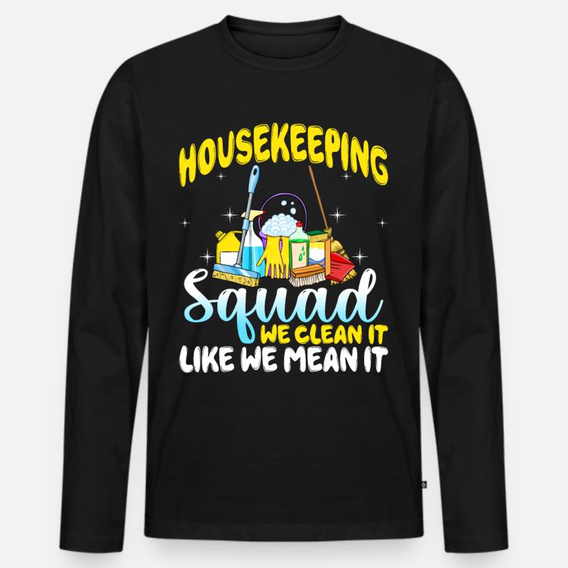 Housekeeping Squad - Männer Premium Bio Langarmshirt - Schwarz