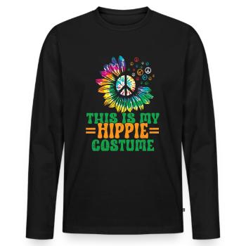 Hippie Peace Zeichen Frieden Blumen Blumenkind - Männer Premium Bio Langarmshirt - Schwarz - Vorne - Nico (187cm)