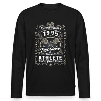 Vintage 1995 Tennis Birthday Gift Hobby - Men's Premium Organic Long Sleeve Shirt - black - Front - Nico (187cm)