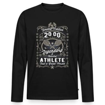 Vintage 2000 Tennis Anniversaire Cadeau Hobby - T-shirt manches longues Premium bio Homme - noir - Devant - Nico (187cm)