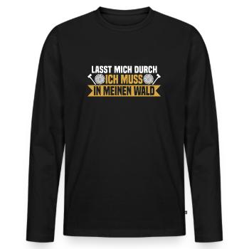 Lasst mich durch, ich muss in meinen Wald - Männer Premium Bio Langarmshirt - Schwarz - Vorne - Nico (187cm)