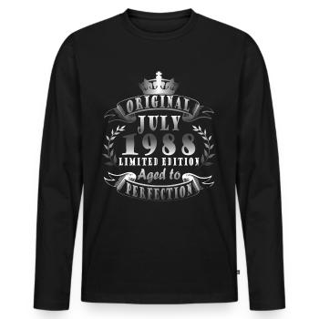 1988 Juli Limited Edition 35. Geburtstag Outfit - Männer Premium Bio Langarmshirt - Schwarz - Vorne - Nico (187cm)