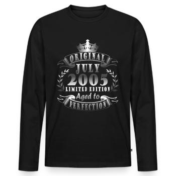 Date de naissance : Juillet 2005 - Edition Limitée Rétro - T-shirt manches longues Premium bio Homme - noir - Devant - Nico (187cm)