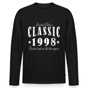 Limited Edition 1998 Retro 1998 - Men's Premium Organic Long Sleeve Shirt - black - Front - Nico (187cm)