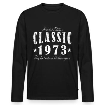 Cadeau de chemise classique de 1973 - T-shirt manches longues Premium bio Homme - noir - Devant - Nico (187cm)