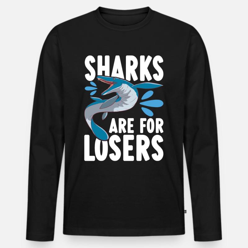 Mosasaurus Dinosaurier - Männer Premium Bio Langarmshirt - Schwarz