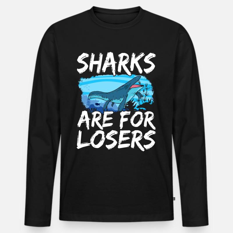 Mosasaurus Dinosaurier - Männer Premium Bio Langarmshirt - Schwarz