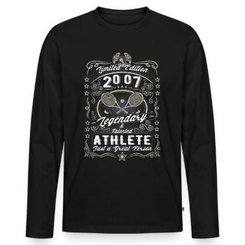 Vintage 2007 Tennis Geburtstag Geschenk Hobby - Männer Premium Bio Langarmshirt - Schwarz - Vorne - Nico (187cm)