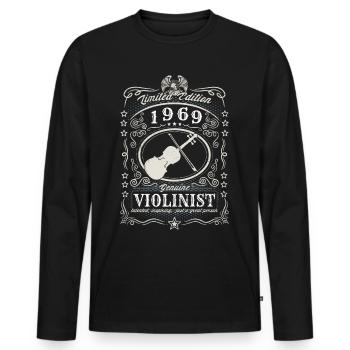 Vintage 1969 Violinist Birthday Gift Hobby - Men's Premium Organic Long Sleeve Shirt - black - Front - Nico (187cm)