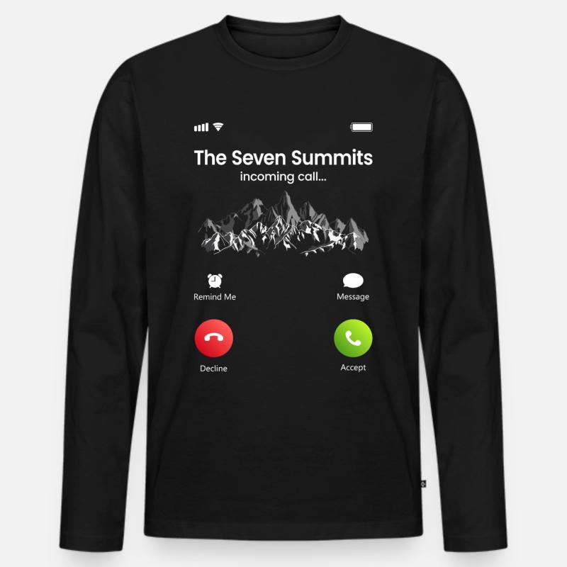 The Seven Summits Calling - Männer Premium Bio Langarmshirt - Schwarz