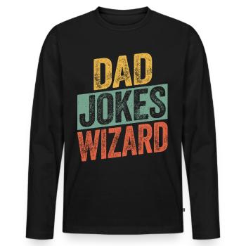 Dad Jokes Wizard - Men's Premium Organic Long Sleeve Shirt - black - Front - Nico (187cm)
