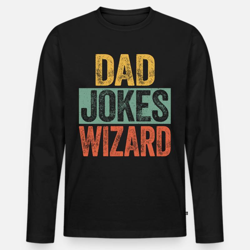 Dad Jokes Wizard - Männer Premium Bio Langarmshirt - Schwarz