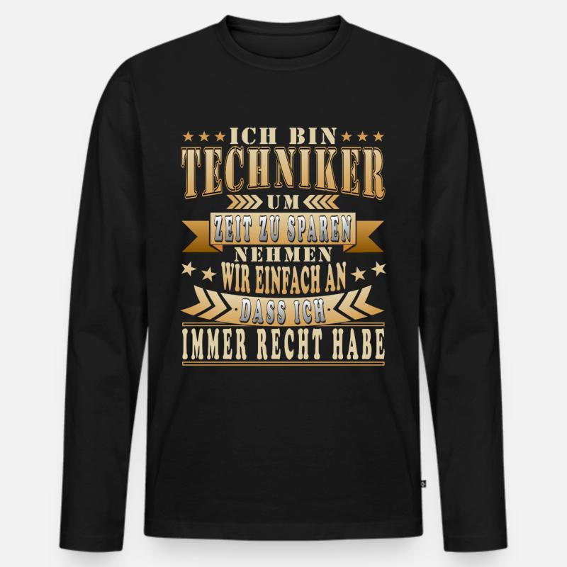 Lustige Techniker Sprüche - Männer Premium Bio Langarmshirt - Schwarz