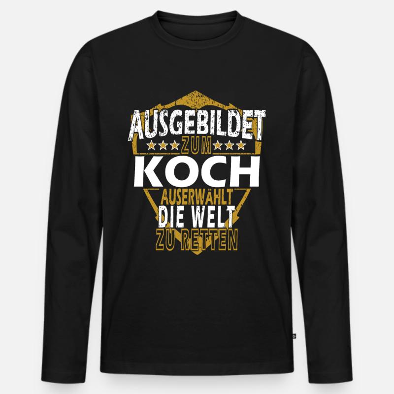 Koch Spruch - Männer Premium Bio Langarmshirt - Schwarz