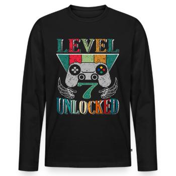 7th Birthday Level 7 Gamer Gaming Gaming - Men's Premium Organic Long Sleeve Shirt - black - Front - Nico (187cm)