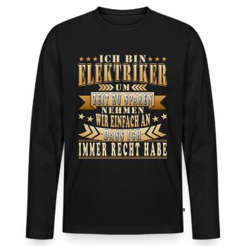 Elektriker lustiger Spruch Handwerker Kollege - Männer Premium Bio Langarmshirt - Schwarz - Vorne - Nico (187cm)
