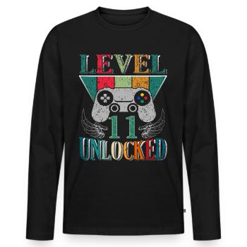 NIVEAU 11 CADEAU D’ANNIVERSAIRE DE JOUEUR DE JEU DÉBLOQUÉ - T-shirt manches longues Premium bio Homme - noir - Devant - Nico (187cm)