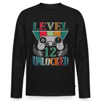 Level 12 Unlocked - Männer Premium Bio Langarmshirt - Schwarz - Vorne - Nico (187cm)
