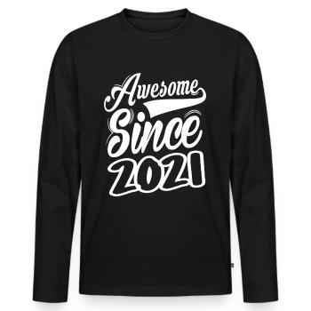 Awesome Since 2021 - Men's Premium Organic Long Sleeve Shirt - black - Front - Nico (187cm)