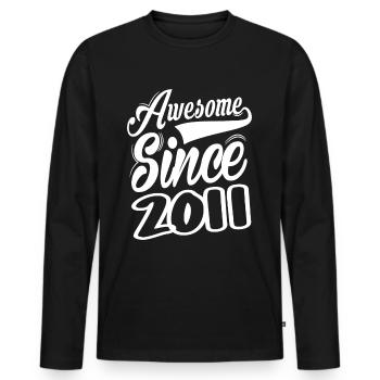 Awesome Since 2011 - Männer Premium Bio Langarmshirt - Schwarz - Vorne - Nico (187cm)