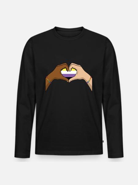 Non Binary Pride Genderqueer - Men's Premium Organic Long Sleeve Shirt - black