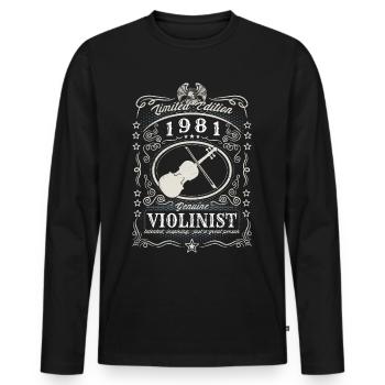 Vintage 1981 Violoniste Cadeau d’anniversaire Hobby - T-shirt manches longues Premium bio Homme - noir - Devant - Nico (187cm)