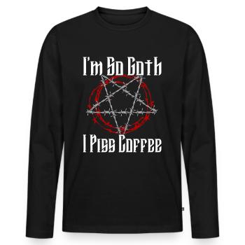 Satan Belzébuth Diable Gothique Pentagramme Mystique - T-shirt manches longues Premium bio Homme - noir - Devant - Nico (187cm)
