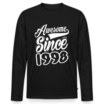 Awesome Since 1998 - Männer Premium Bio Langarmshirt - Schwarz - Vorne - Nico (187cm)