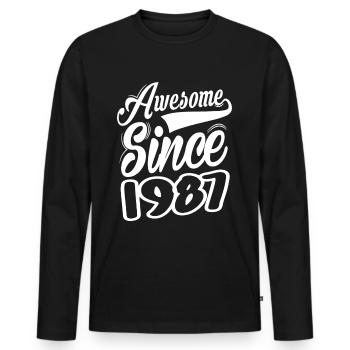Awesome Since 1987 - Männer Premium Bio Langarmshirt - Schwarz - Vorne - Nico (187cm)