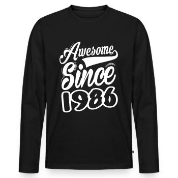 Awesome Since 1986 - Männer Premium Bio Langarmshirt - Schwarz - Vorne - Nico (187cm)