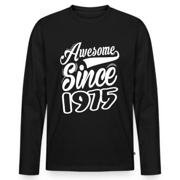 Awesome Since 1975 - Männer Premium Bio Langarmshirt - Schwarz - Vorne - Nico (187cm)