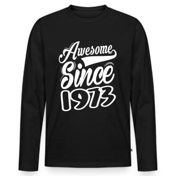 Awesome Since 1973 - Männer Premium Bio Langarmshirt - Schwarz - Vorne - Nico (187cm)