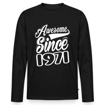 Awesome Since 1971 - Männer Premium Bio Langarmshirt - Schwarz - Vorne - Nico (187cm)