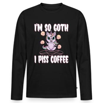 Satan Belzébuth Diable Gothique Pentagramme Mystique - T-shirt manches longues Premium bio Homme - noir - Devant - Nico (187cm)