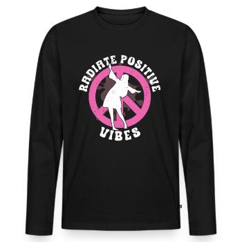 Hippie Peace Zeichen Frieden Blumen Blumenkind - Männer Premium Bio Langarmshirt - Schwarz - Vorne - Nico (187cm)