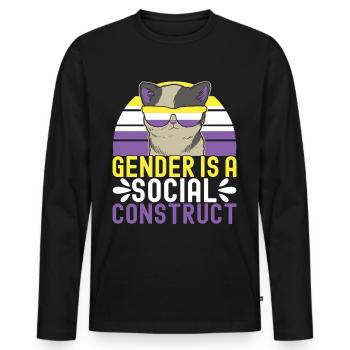 Non Binary Pride Genderqueer - Men's Premium Organic Long Sleeve Shirt - black - Front - Nico (187cm)