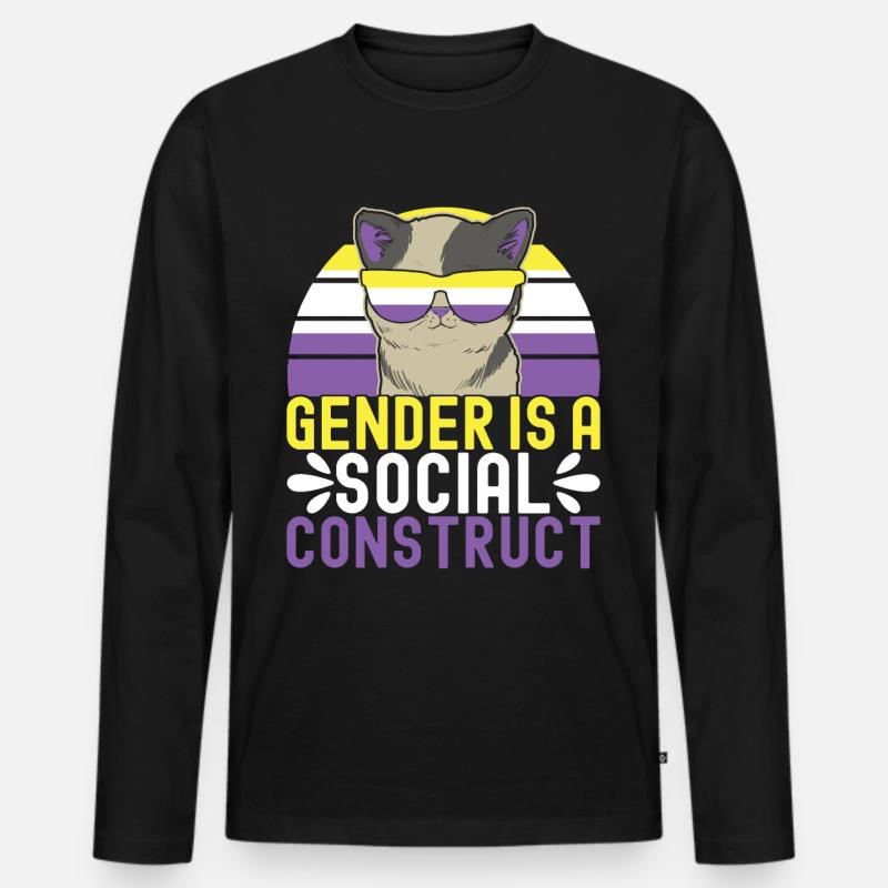 Non Binary Pride Genderqueer - Männer Premium Bio Langarmshirt - Schwarz
