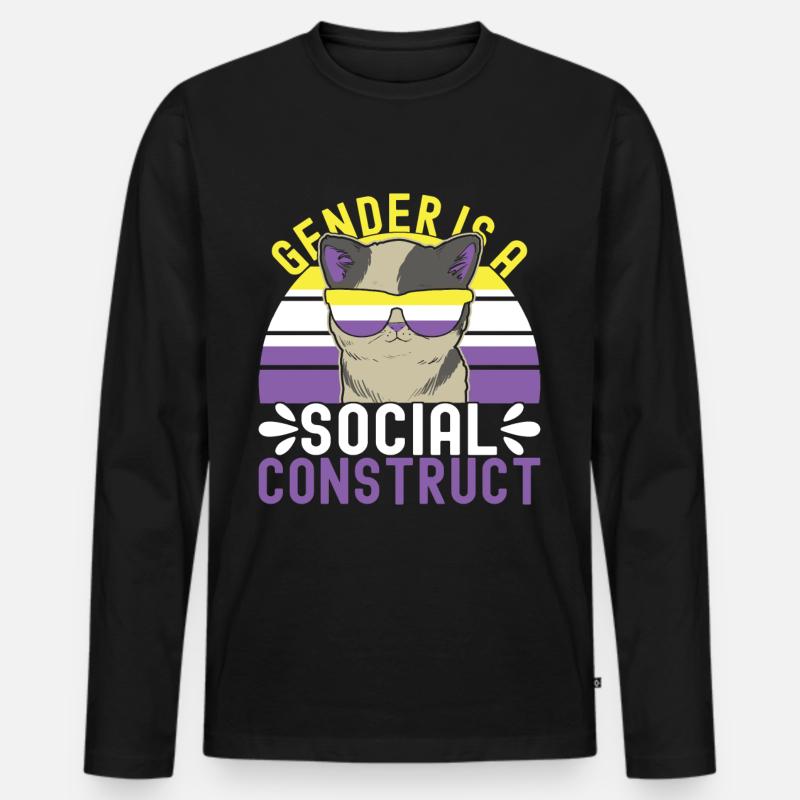 Non Binary Pride Genderqueer - Männer Premium Bio Langarmshirt - Schwarz