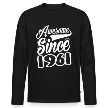 Awesome Since 1961 - Männer Premium Bio Langarmshirt - Schwarz - Vorne - Nico (187cm)