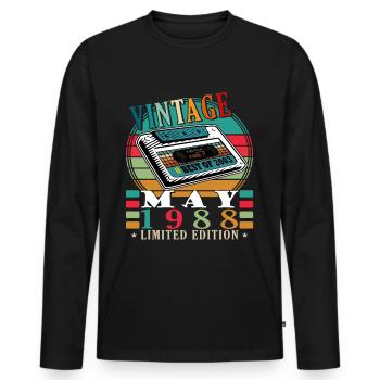 Mai 1988 Original Geburtstagsgeschenk Mai 1988 - Männer Premium Bio Langarmshirt - Schwarz - Vorne - Nico (187cm)