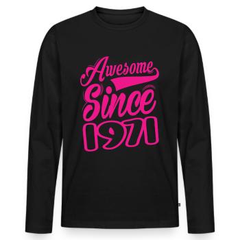 Awesome Since 1971 - Männer Premium Bio Langarmshirt - Schwarz - Vorne - Nico (187cm)