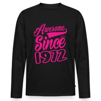 Awesome Since 1972 - Männer Premium Bio Langarmshirt - Schwarz - Vorne - Nico (187cm)