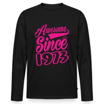 Awesome Since 1973 - Männer Premium Bio Langarmshirt - Schwarz - Vorne - Nico (187cm)