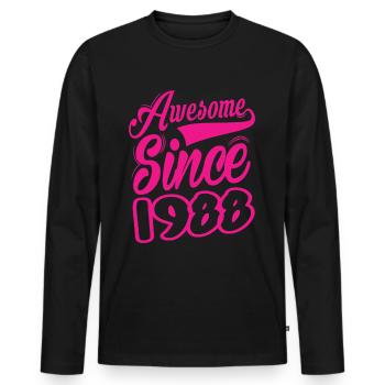 Awesome Since 1988 - Männer Premium Bio Langarmshirt - Schwarz - Vorne - Nico (187cm)