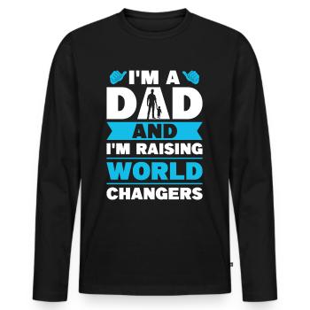Je suis papa et j’élève des changeurs de monde - T-shirt manches longues Premium bio Homme - noir - Devant - Nico (187cm)