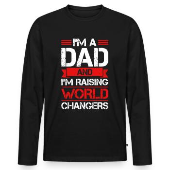 Je suis papa et j’élève des changeurs de monde - T-shirt manches longues Premium bio Homme - noir - Devant - Nico (187cm)
