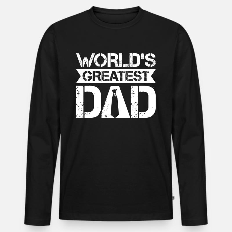 Word's Greatest Dad - Männer Premium Bio Langarmshirt - Schwarz