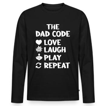 The Dad Code Love Laugh Play Repeat - Männer Premium Bio Langarmshirt - Schwarz - Vorne - Nico (187cm)