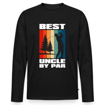 Uncle By Par - Männer Premium Bio Langarmshirt - Schwarz - Vorne - Nico (187cm)